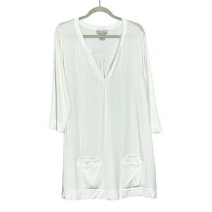 Soft Surroundings White Front Pockets‎ Hippie Tunic Top Shirt Large